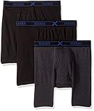 Hanes Ultimate Men's 3-Pack X-Temp Comfort Short Leg Boxer Briefs, Black/Gray, Large