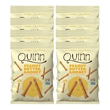Quinn Snacks Peanut Butter & Honey Filled Pretzel Sticks - Gluten Free Snack, Sweet & Salty, Made with Real Natural Ingredients, Peanuts, Sorghum, Root Vegetables, Dairy Free - 6 oz Pack of 8