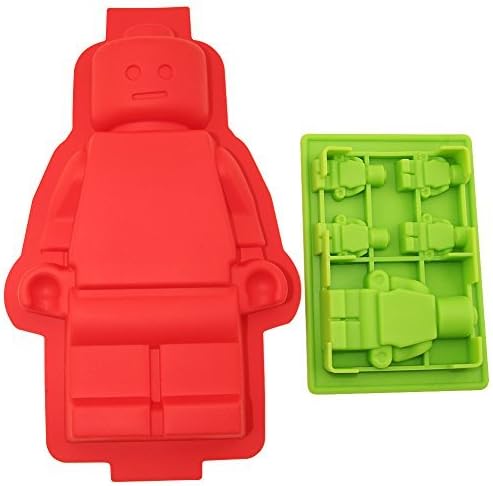 1 Large Figure Silicone Cake Mold&1 Medium-sized Figure Cake&jelly Silicone Mold for Lego Lovers Color: Red&Green 2 Model: (Home & Kitchen)