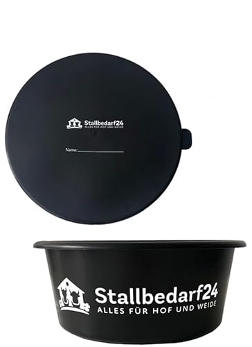 Stallbedarf24® Müslischale 5 L – lebensmittelechter Kunststoff, Ø 30 cm, H 13 cm, robust & pflegeleicht – wahlweise mit oder ohne Deckel – schwarz (mit Deckel)