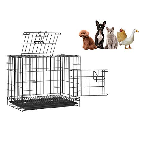 PSK PET MART 36 Inch Black Double Door Folding Metal cage with Removable Tray and paw Protector for Dogs,Cats and Rabbit