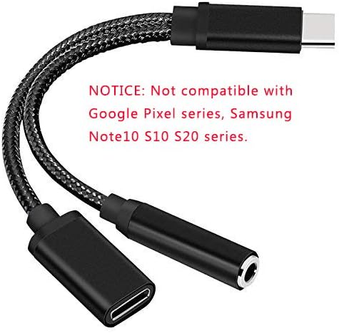 Nylon Braided 2 in 1 USB C Type C to 3.5mm Headphone Audio Aux Jack & Charge Adapter Cable Converter for Motorola Moto Z, Letv Le Pro 3 and Other Mobile Phone That Without 3.5mm Audio Jack