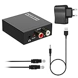 convertidor audio digital analogico mercadolibre Conector de audio de entrada: 1 x Toslink, 1 x RCA (coaxial); Conector de salida de audio: 2 x RCA (R / L), 1x3.5mm Jack; Alimentado por un cable de alimentación USB de 5.5 mm (con adaptador de corriente).