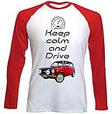  Teesandengines Autobianchi A112 Abarth Keep Calm Tshirt con Maniche Rosse Lunghe Size XLarge