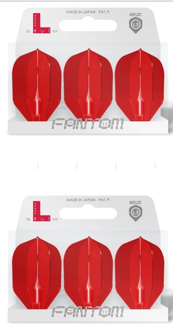 Lstyle Dart Flights - L3 EZ Fantom Shape - Red | 2 Sets of 3 | for Soft & Steel Tip Darts