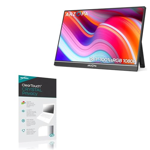 BoxWave Screen Protector Compatible with ARZOPA Z1C Portable Monitor (16.1 in) - ClearTouch Crystal Privacy (2-Pack), Privacy Screen Protector Flexible Film Clear