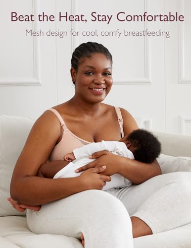 Image of Momcozy Nursing Bras for Breastfeeding, Breathable Mesh Nursing Bras Comfort Maternity Bra Wireless Pregnancy Sleep Bra