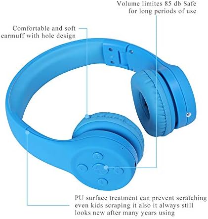 Diagram showing headphone features like volume limit and comfortable earmuffs