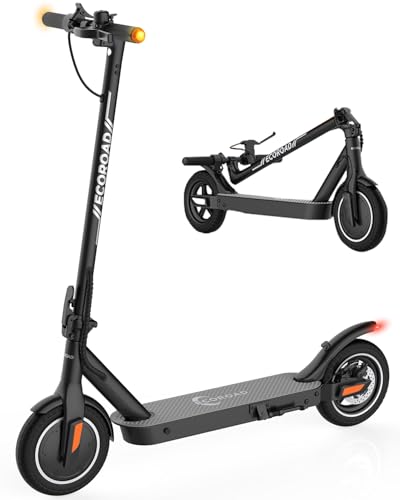 ECOROAD Electric Scooter with 10" Solid Tires, 19 MPH & 18 Miles Range, 450W Peak Motor & Electric Scooter Adults with Dual Rear Suspension, Commuting Scooters for Adults and Teens