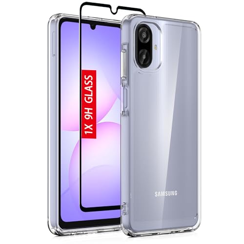 Guarishel for Samsung Galaxy-A07 Phone Case: Military-Grade Shockproof Phone Cover with Tempered Glass Screen Protector, Anti-Scratch & Reinforced Bumpers - Crystal Clear