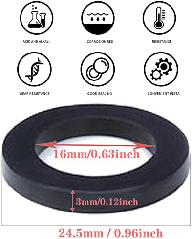 QISF 10 PCS Rubber Flat Washers, 24.5mm 3/4" Hose Washers Black Rubber Gasket Seals Ring Hose Gasket, Round Spacer Washers for Faucet Pipe Water Hose