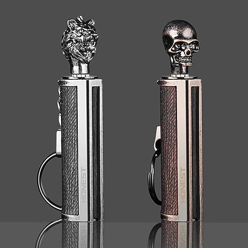 Lliang Permanentes Streichholz-Schlüsselanhänger-Feuerzeug, Forever-Metall-Streichholzfeuerzeug, wasserdichter Feuerstein-Feueranzünder Vintage kerosin Streichholz für Männer, Vater, Ehemann(2 Pack)