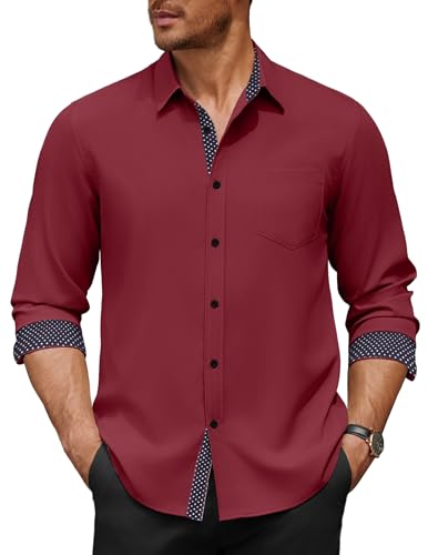 COOFANDY Men's Dress Shirt Wrinkle Free Regular Fit Stretch Long Sleeve Button Down Shirts