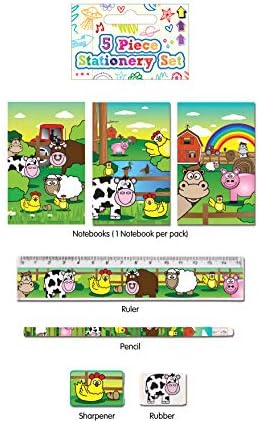 5 Piece Stationery Set - Pencil, Sharpener, Rubber, Ruler, Notepad (Football)