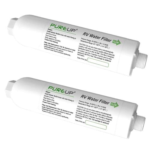 RV Water Filter Compatible with Camco 40045 Inline Water Filter Reduces Bad Taste, Odors, Rust, Fluoride, Chlorine and Sediment, Ideal for RV, Campers, Marine, Boats and Garden (2 Pack)