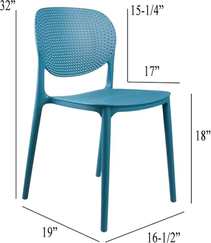 Image of Dream Furnishing - Set of 4 Stackable Dinning Chairs for Home Cafe Office Hotel for Indoor and Outdoor Patio (Peacock Blue)