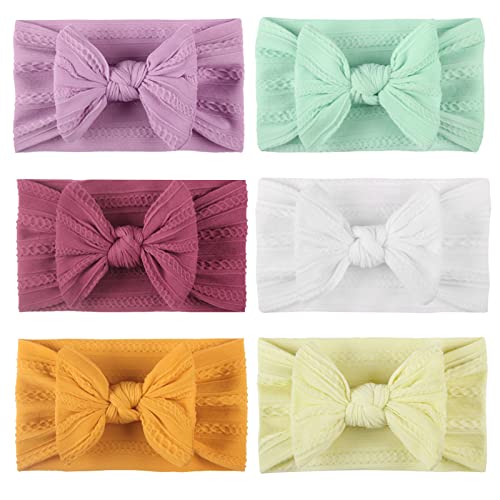 KHDULQ 6 Stücke Stirnband Baby Mädchen,Haarband Baby,Stirnband Baby,Baby Haarband,Baby Stirnband Mädchen,Haarschleife Baby,Haarband Baby Mädchen 0-6 Monate, Geeignet Für Neugeborene Säuglinge Cover