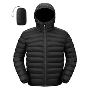 TBMPOY Men’s Lightweight Packable Puffer Jackets Hooded Winter Bubble Coat Warm Water-Resistant for Travel Casual Hiking