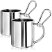 Produktbild com-four® 2X Edelstahl-Kaffeebecher - Thermo-Trinkbecher aus hochwertigem Edelstahl - Kaffeepott bruchsicher - doppelwandige Isolierbecher - BPA Free (silberfarben - 260ml - 2 Stück - Karabiner)