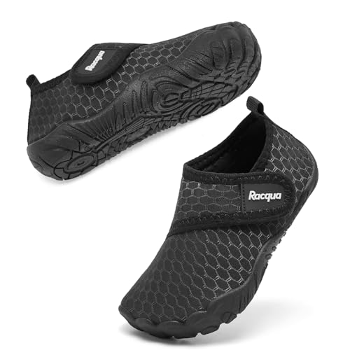 Racqua Toddler Baby Water Shoes Girls Boys Beach Quick Dry Outdoor Sports Water Shoes Non-Slip Breathable Swim Pool Lightweight Aqua Shoes Black Toddler 6.5 by Racqua - Used condition - Image 3