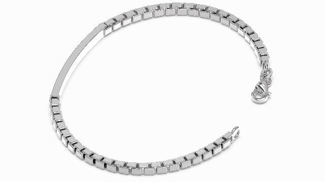Nora Nico 925 Sterling Silver Bar Box Chain Bracelet for Men and