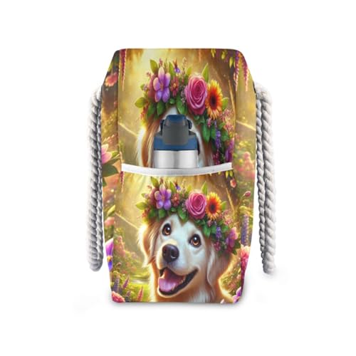 Flower Crown Multicolor Beach Tote Bag for Women Extra Large Travel Tote Bags Waterproof Carry On Swim Pool Bag Beach Bags with Zipper for Gym Vacation Essentials Nurse Grocery Yoga3