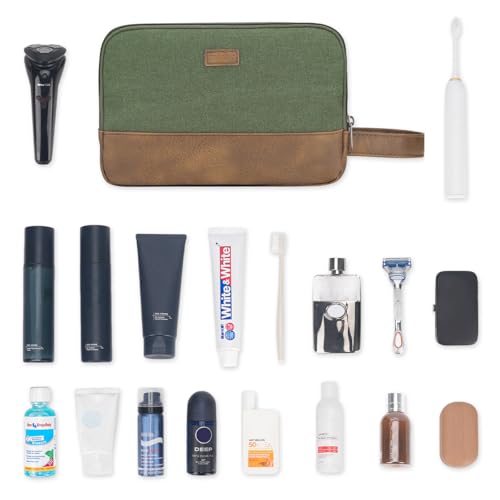 WANDF Travel Toiletry Bag for Men Large Toiletries Shaving Bag Water Resistant Hanging Dopp Kit Travel Accessories Bag for Women Men (Green) - Image 8