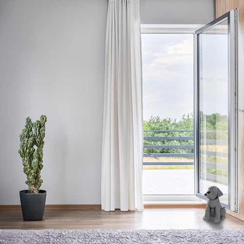 Relaxdays Türstopper Hund, dekorativer Türpuffer, für Boden, stehend, gefüllt, innen, 33 cm hoch, Stoff Türsack, grau, 1 Stück