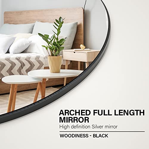 Manocorro Full Length Mirror 65"×22", Arched Mirror, Floor Mirror With Stand, Full Body Mirror, Hanging Or Leaning Against Wall, Black Arch Standing Mirror Large Bedroom Mirror For Cloakroom (Black) #TOP4