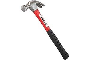 YY-1-003: Lightweight Fiberglass Handle Claw Hammer in Red and Black