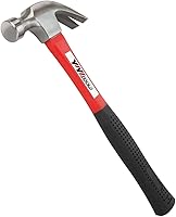YIYITOOLS 16 oz Claw Hammer with Shock-Absorbing Fiberglass Handle - Forged Steel Head, Red Black (YY-1-003)