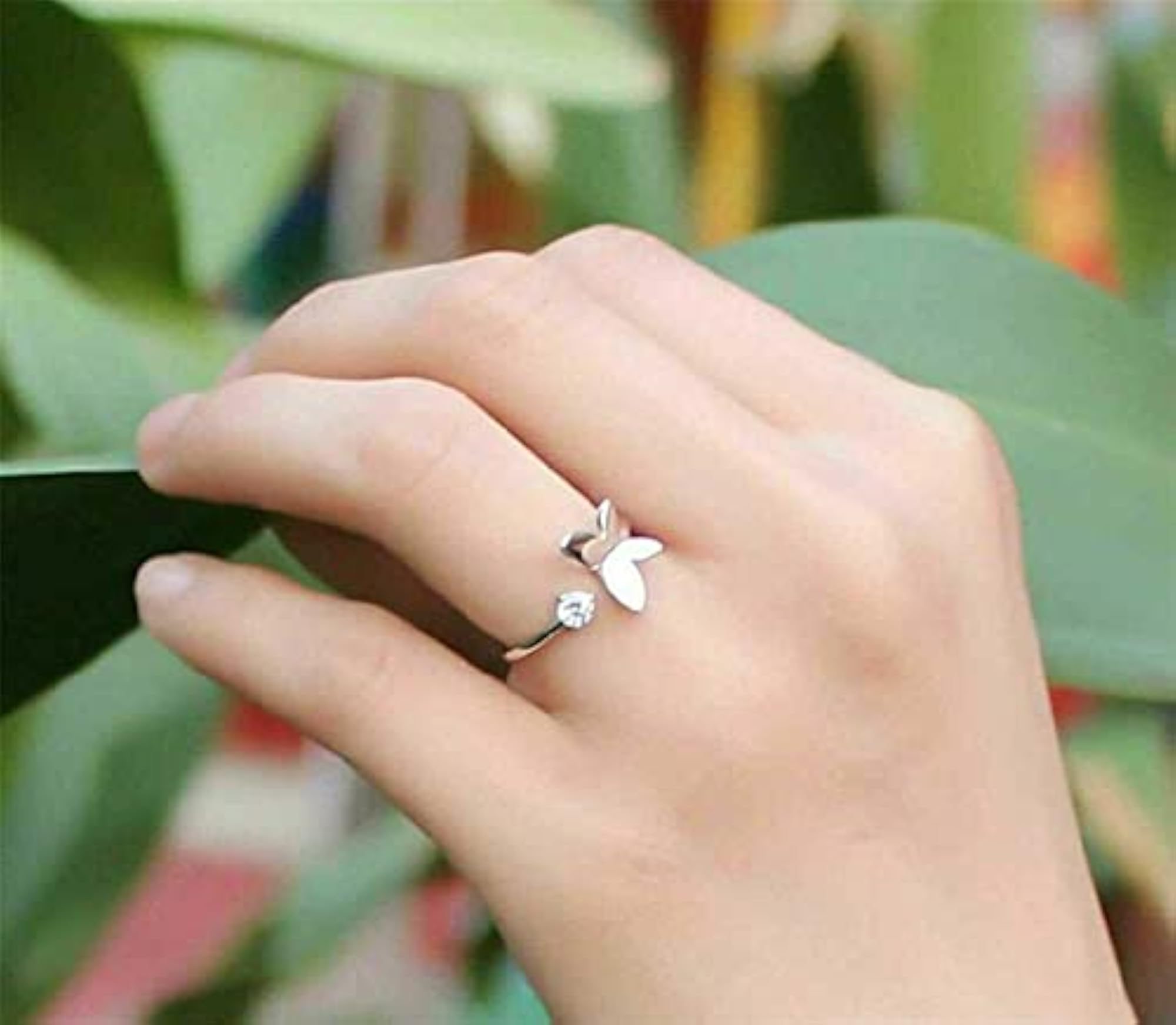 Crystal Butterfly Open Ring, Festive Minimalist Ring