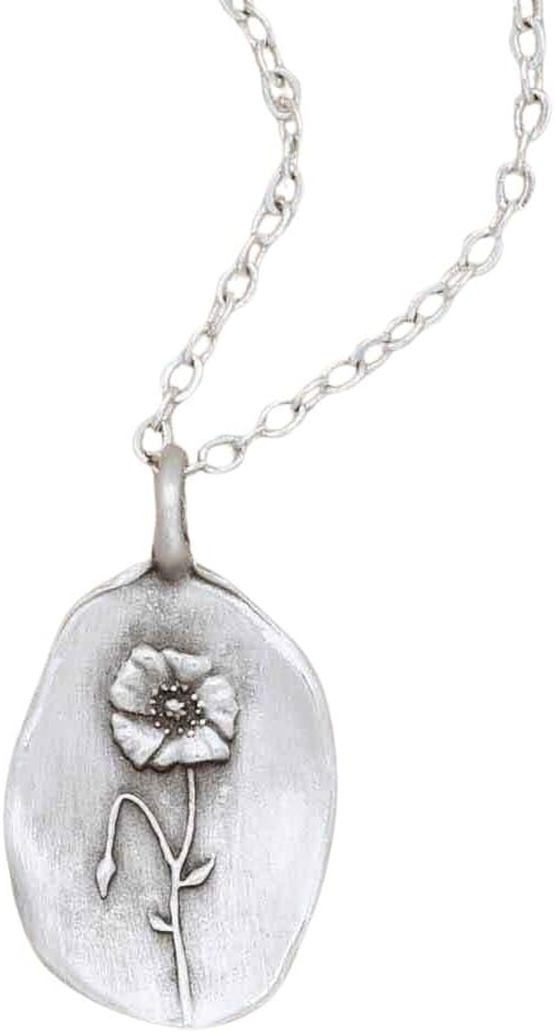 LISA LEONARD DESIGNS Pewter Birth Flower Pendant Necklace Minimalist Jewelry Necklaces For Women Gift For Her Dainty Necklaces