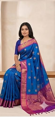 Sri Vijayaraya Handlooms royal blue kuppadam silk saree – image 6