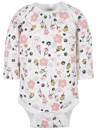 Gerber Baby-Mädchen 6er-Pack langärmlige Onesies-Bodys, Bärenrosa, 3–6 Monate