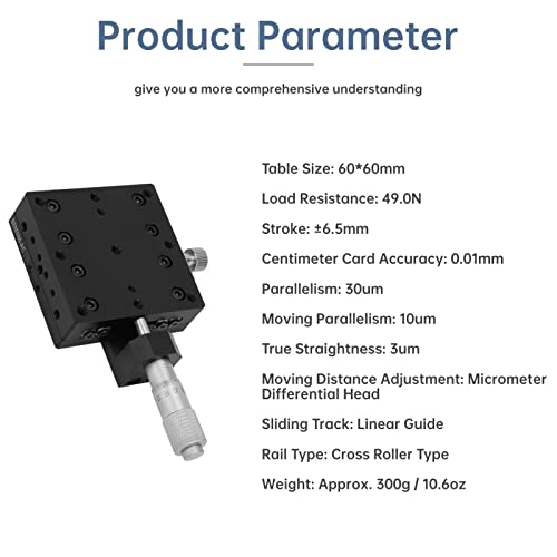 Semx60-Ac Manual Linear Stage,Cross Roller X Axis Micrometer Fine Tuning Slide Table,60X60Mm Precision Optical Trimming Platform Station,For Precision Inspection,Equipment Positioning #TOP5