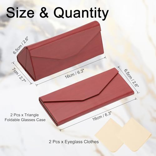 Image of PATIKIL Foldable Glasses Case, Triangle Magnetic Sunglasses Organizer Case PU Leather Eyeglass Case with Cloth for Glasses