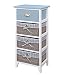 Produktbild ts-ideen Landhaus Kommode Schrank Bad Regal in Weiss blau mit Einer Schublade und DREI Körben mit Stoffbezug in blau
