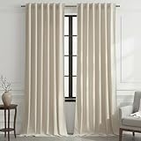 Timeper Cortinas de terciopelo beige crema, 52 pulgadas de ancho x 120