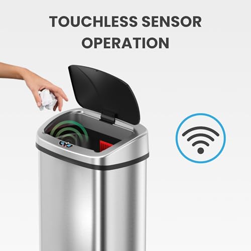Image of iTouchless 24 Gallon Large Sensor Trash Can with AC Adapter | Odor Filter | 91L Commercial Stainless Steel Automatic Kitchen Bin for Home, Office, Restaurant, Store, Lobby, Restroom, Kitchen, Business