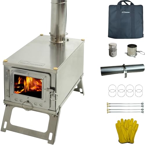 DANCHEL OUTDOOR S1 Small Hot Tent Stove with 6.5ft Pipe...