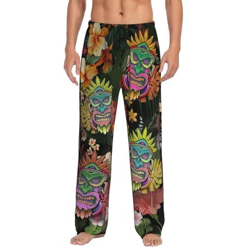 Men'S Totem Pajama Pants ，Fashion Masks Separate Bottoms, Novelty Lounge Pants, Dad、Boyfriend、Husband For Birthday 、Fathers Day Gift, Flannel Pj Bottoms, Loose Fit Bottom-L
