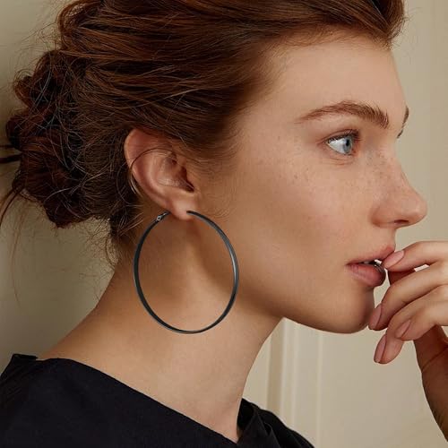 Image of Gacimy Gold Hoop Earrings for Women with 925 Sterling Silver Post | Hypoallergenic Lightweight Thick Hoops Earrings for Women Trendy Jewelry Gift