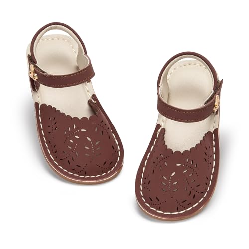Image of THEE BRON Toddler Floral Cutout Closed Toe Sandals for Girls Breathable Summer Shoes