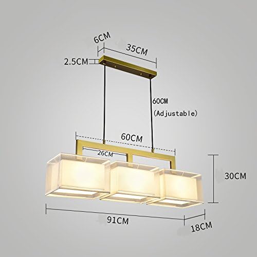 CAZARU Eenvoudig te installeren kroonluchters Rechthoekige kroonluchter met meerdere koppen, lampenkap van linnen stof, E27, Scandinavische moderne stijl Woonkamer Slaapkamer Eetkamer Creatieve lampen Cafe photo 2