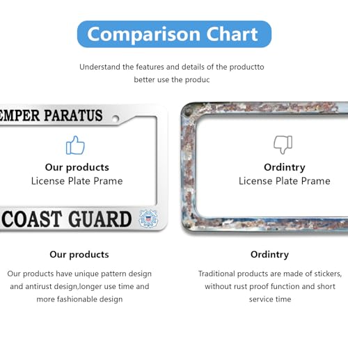Haocean US Coast Guard Semper Paratus License Plate Frame Stainless Steel Car Accessories Personalized License Plate Cover Fits Standard U.S. Vehicles 12 x 6 Inches by Haocean - Image 4