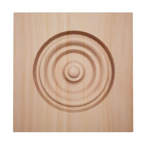 3 3/4" W x 3 3/4" H x 7/8" P Americraft Solid Hardwood Stain Grade Bullseye Rosette with Squared Edge, Cherry