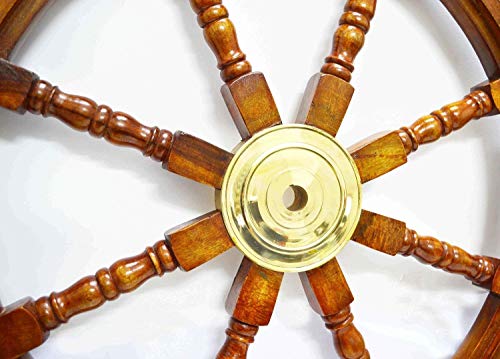 Nagina International Vintage Armour Store Ship Wheel Ships Steering Wheel Boat Wheel Pirate Ship Wheel Captains Wheel Nautical Decor Wooden Ship Wheel (36 inch Dia)