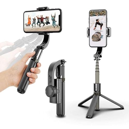 Image of Gimbal for Phone,Camera Tripod Stand for Phone, Smartphone Gimbler for iPhone with Anti-Shake 1-Axis STABILIZER for Android & iOS Ideal for Vlogging Reels YouTube Travel Videos
