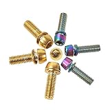 KRSEC US-Stock Titanium Stem Screw M6/M5 MTB Bike Titanium Plated MTB Bicycle Handlebar Stainless St